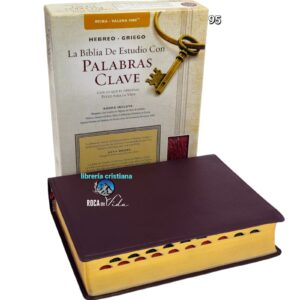 Reina valera 1960 biblia de estudio palabra clave color vino piel fabricada con indice (Copy)