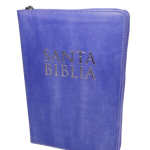 Biblia Letra Grande 12 PUNTOS RVR,1960 Tamaño Manual LILA con Índice y Cierre