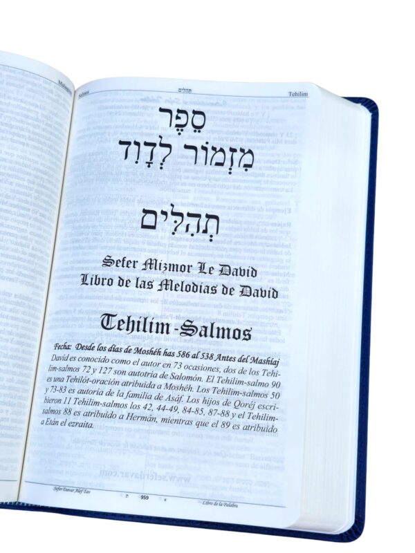 Escrituras Sefer Davar Biblia Edición Español Piel Azul Salmos Español Y Hebreo - Image 4