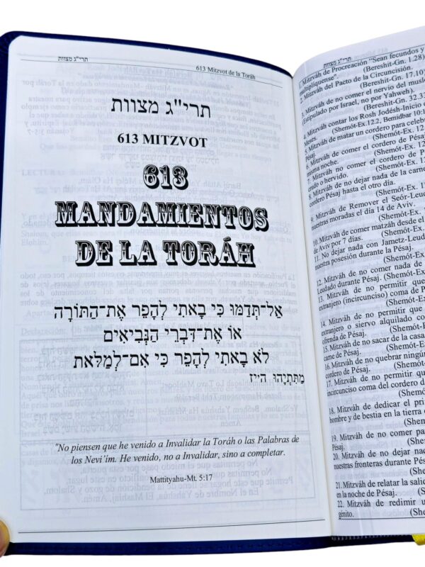 Escrituras Sefer Davar Biblia Edición Español Piel Azul Salmos Español Y Hebreo - Image 2