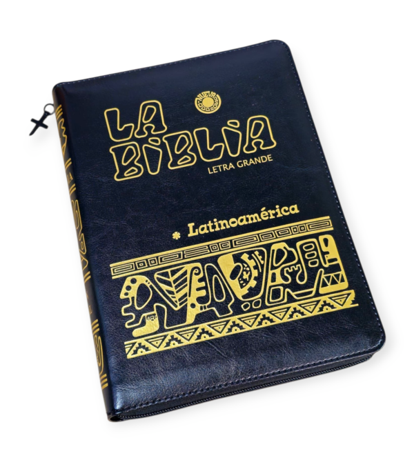 Biblia latinoamerica edición pastoral piel de Lujo letra grande con índice y cierre negro - Image 2