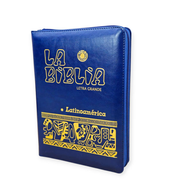 Biblia latinoamericana edición pastoral de lujo letra grande con índice y cierra piel azul