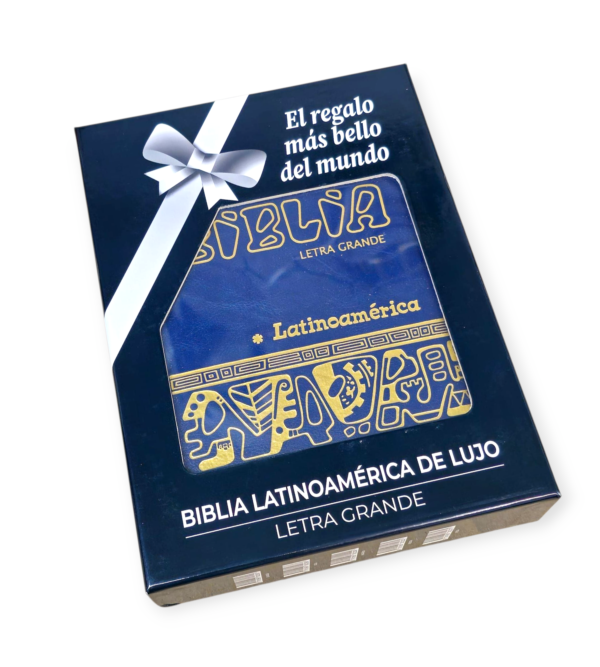 Biblia latinoamericana edición pastoral de lujo letra grande con índice y cierra piel azul - Image 3