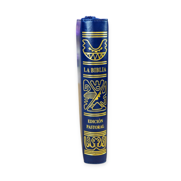 Biblia latinoamericana edición pastoral de lujo letra grande con índice y cierra piel azul - Image 4