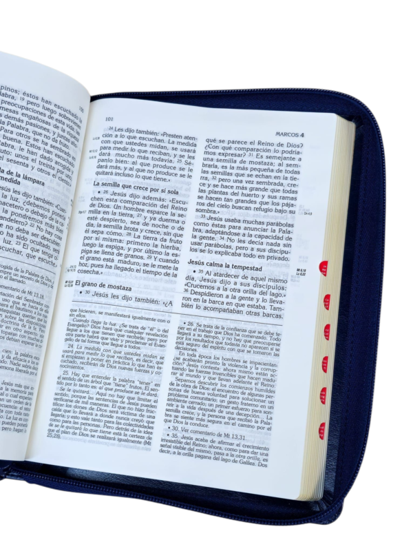 Biblia latinoamericana edición pastoral de lujo letra grande con índice y cierra piel azul - Image 6
