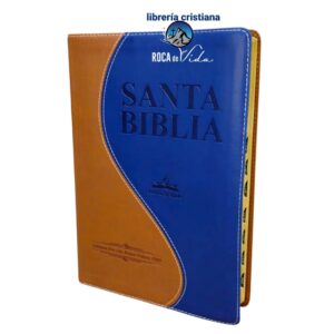 Biblia antigua version RVR,1909 piel cafe azul letra gigante con indice