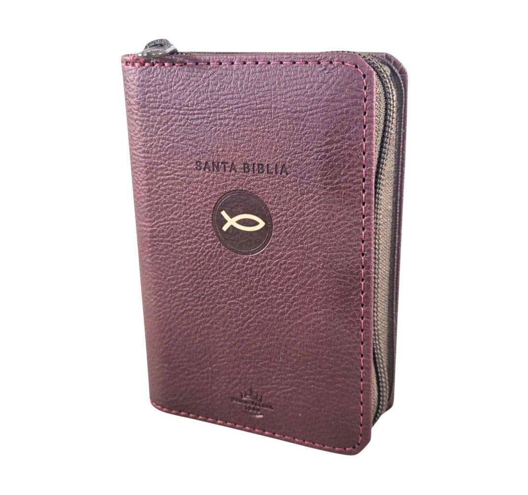 Biblia Mini Bolsillo con Cierre RV1960, imit piel vino con índice - Apocalipsis 2:7