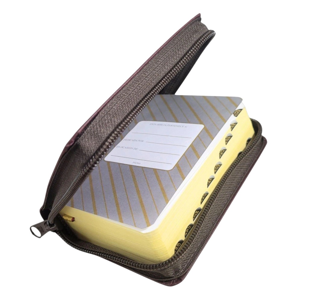 Biblia Mini Bolsillo con Cierre RV1960, imit piel vino con índice - Apocalipsis 2:7 - Image 2