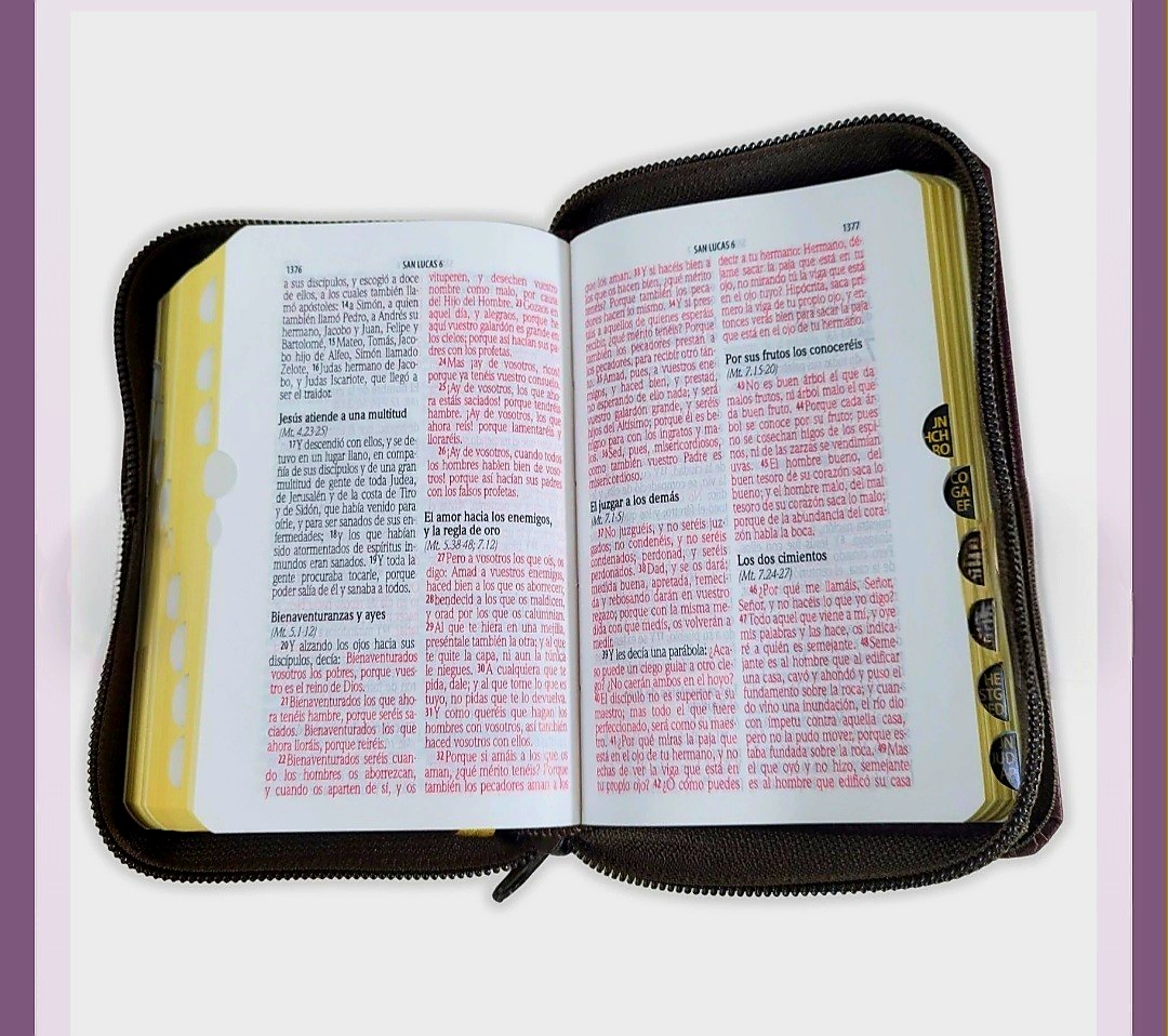 Biblia Mini Bolsillo con Cierre RV1960, imit piel vino con índice - Apocalipsis 2:7 - Image 3