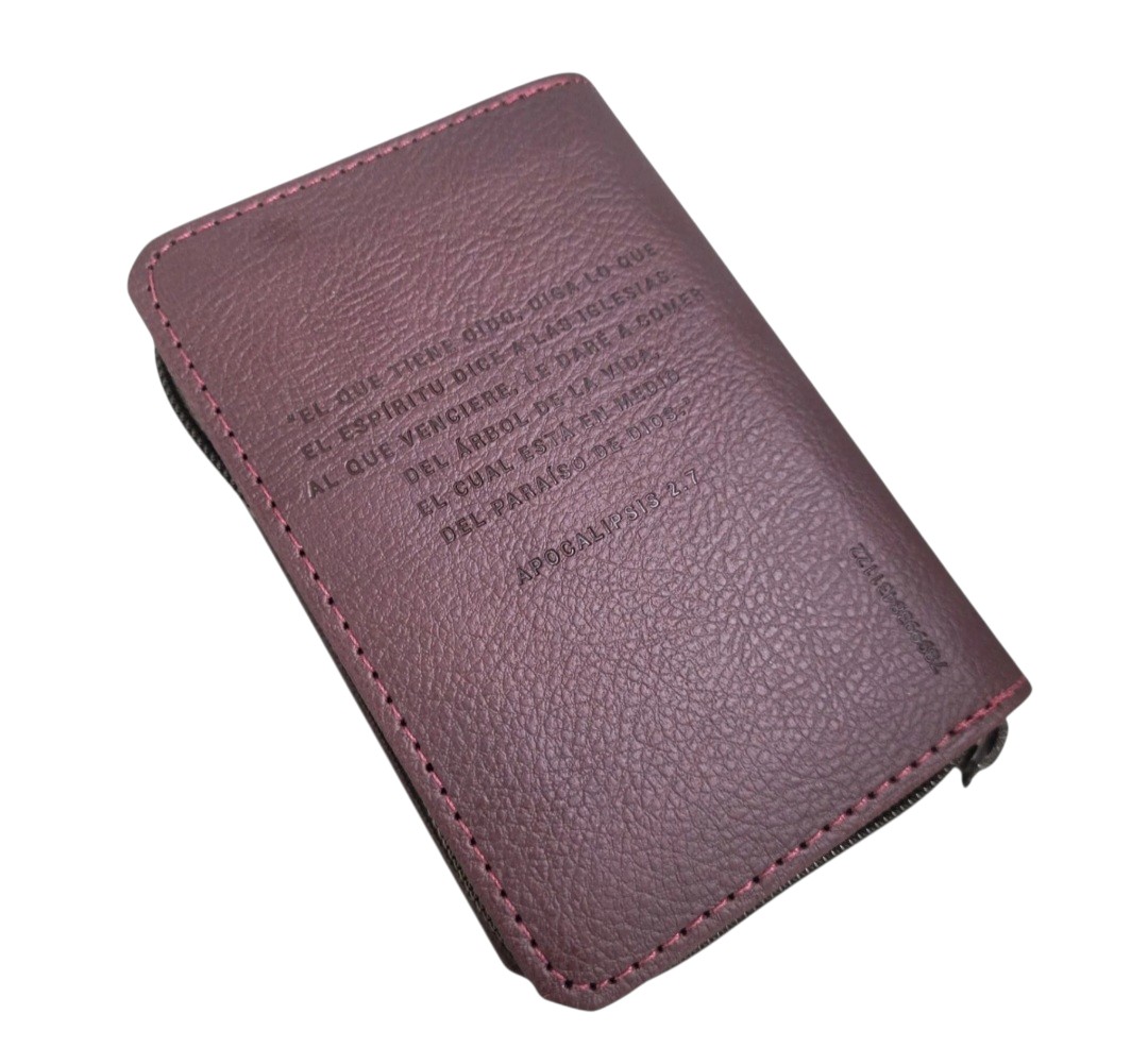 Biblia Mini Bolsillo con Cierre RV1960, imit piel vino con índice - Apocalipsis 2:7 - Image 5